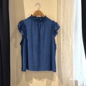 Blue Ruffle Sleeve Women's Top